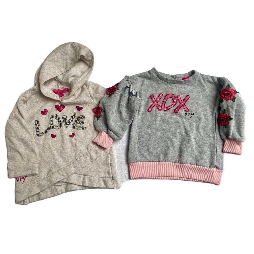 Betsey Johnson XOXO Toddler Girls Sz 24 Mo Set Of Two Grey Sweatshirt  & Hoodie
